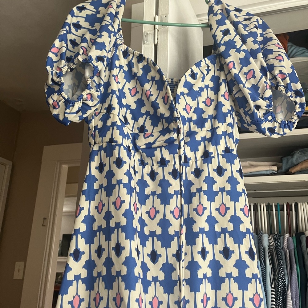 Blue and White Patterned Women's Maxi - Picture 2 of 3